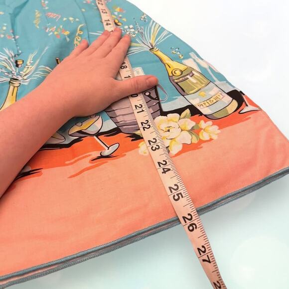 Bernie Dexter Cotton Champagne Celebration Turquoise Pink Mini Dress Size L - Picture 4 of 9